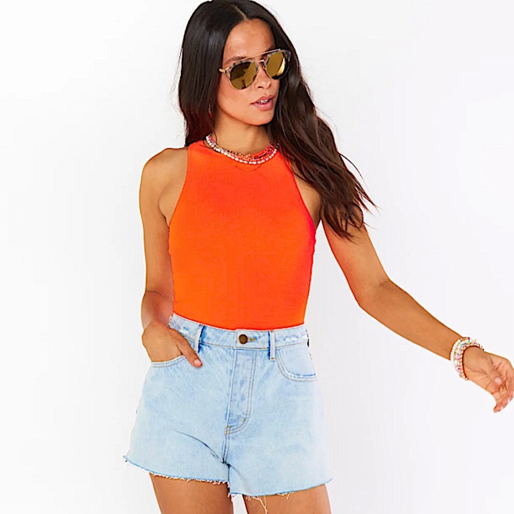 Show Me Your MuMu Best Bodysuit, Neon Orange, Size Small